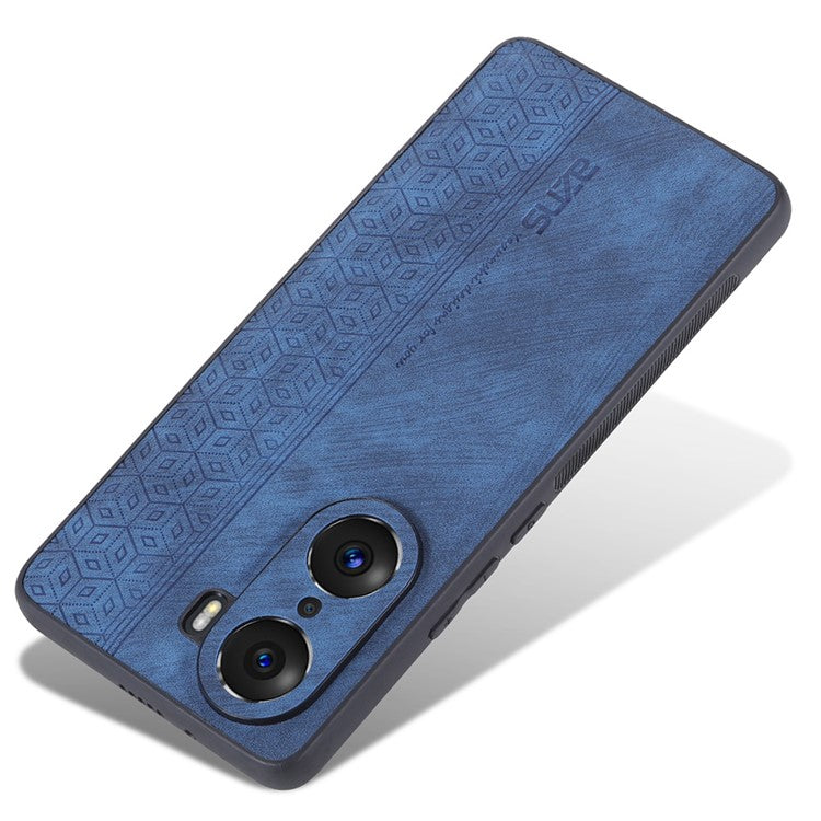 AZNS For Honor 60 Pro Anti-scratch Imprinted Pattern PU Leather Coated TPU Phone Cover Anti-fingerprint Cell Phone Case - Blue