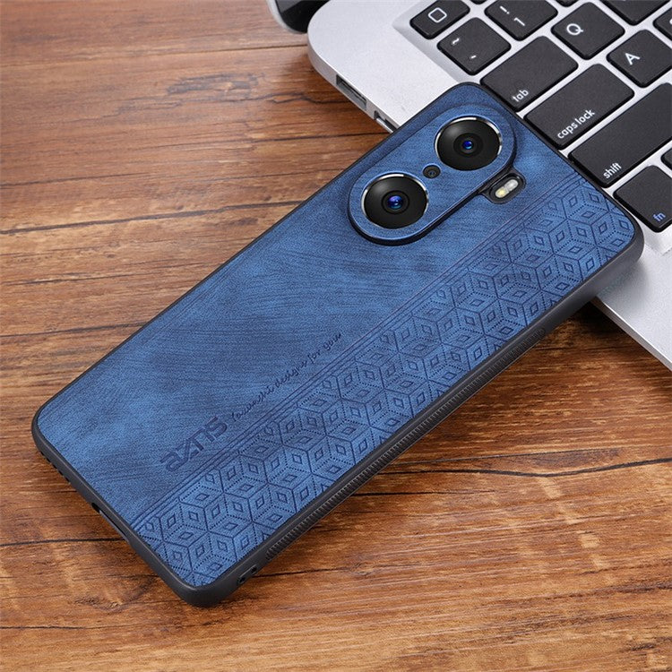 AZNS For Honor 60 Pro Anti-scratch Imprinted Pattern PU Leather Coated TPU Phone Cover Anti-fingerprint Cell Phone Case - Blue