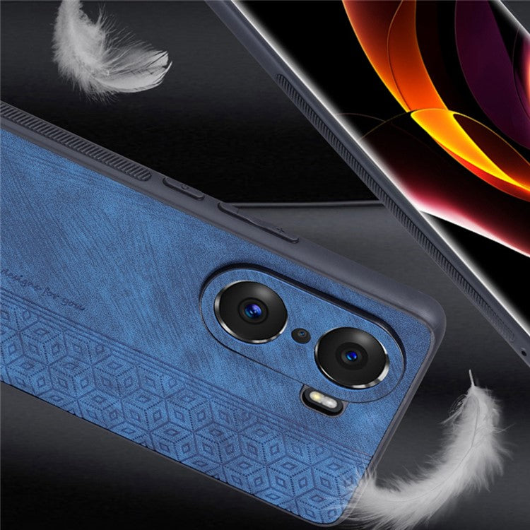 AZNS For Honor 60 Pro Anti-scratch Imprinted Pattern PU Leather Coated TPU Phone Cover Anti-fingerprint Cell Phone Case - Blue