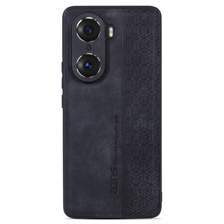 AZNS For Honor 60 Pro Anti-scratch Imprinted Pattern PU Leather Coated TPU Phone Cover Anti-fingerprint Cell Phone Case - Black