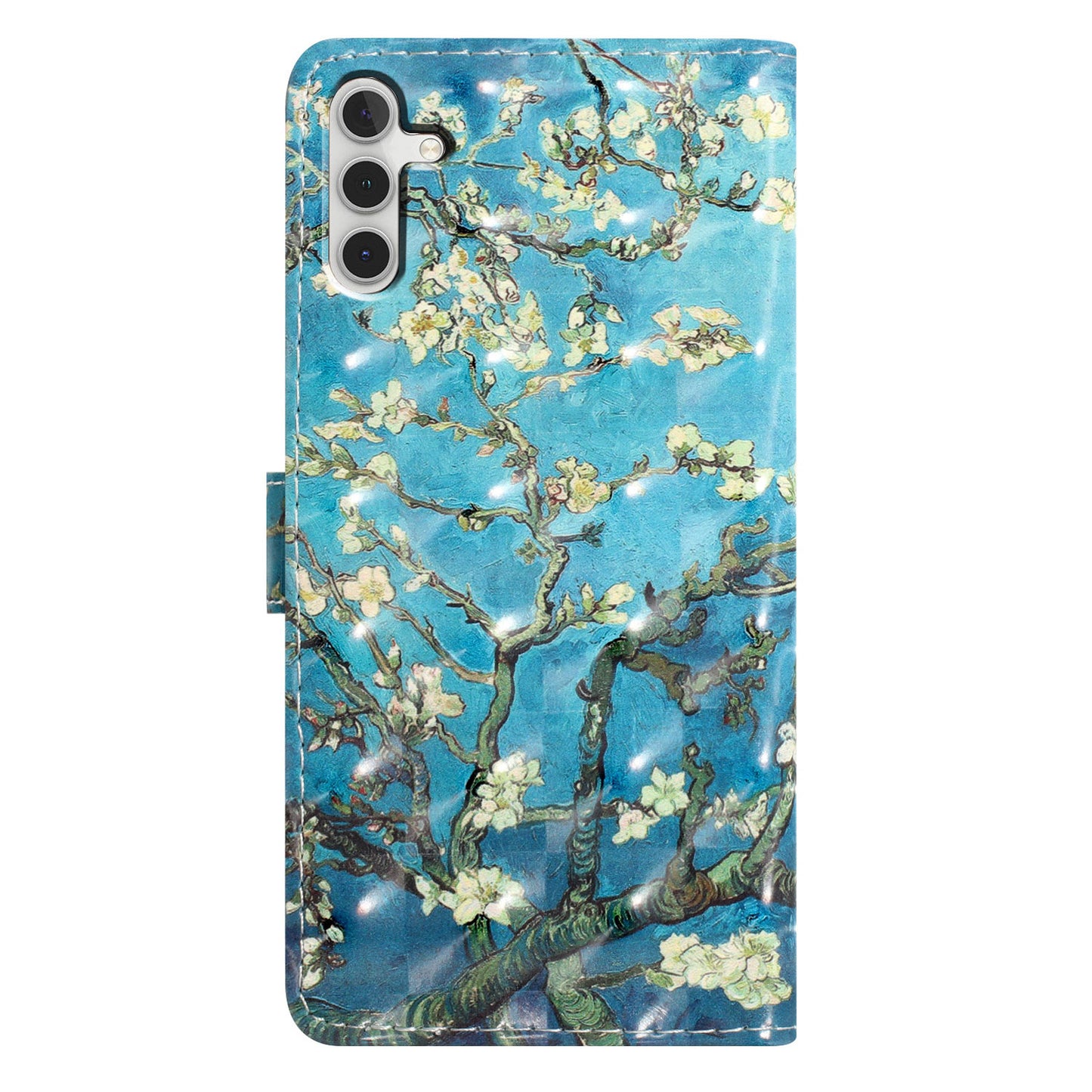 For Samsung Galaxy A16 5G / A16 4G Case PU Leather 3D Pattern Printing Wallet Phone Cover - Apricot Blossom