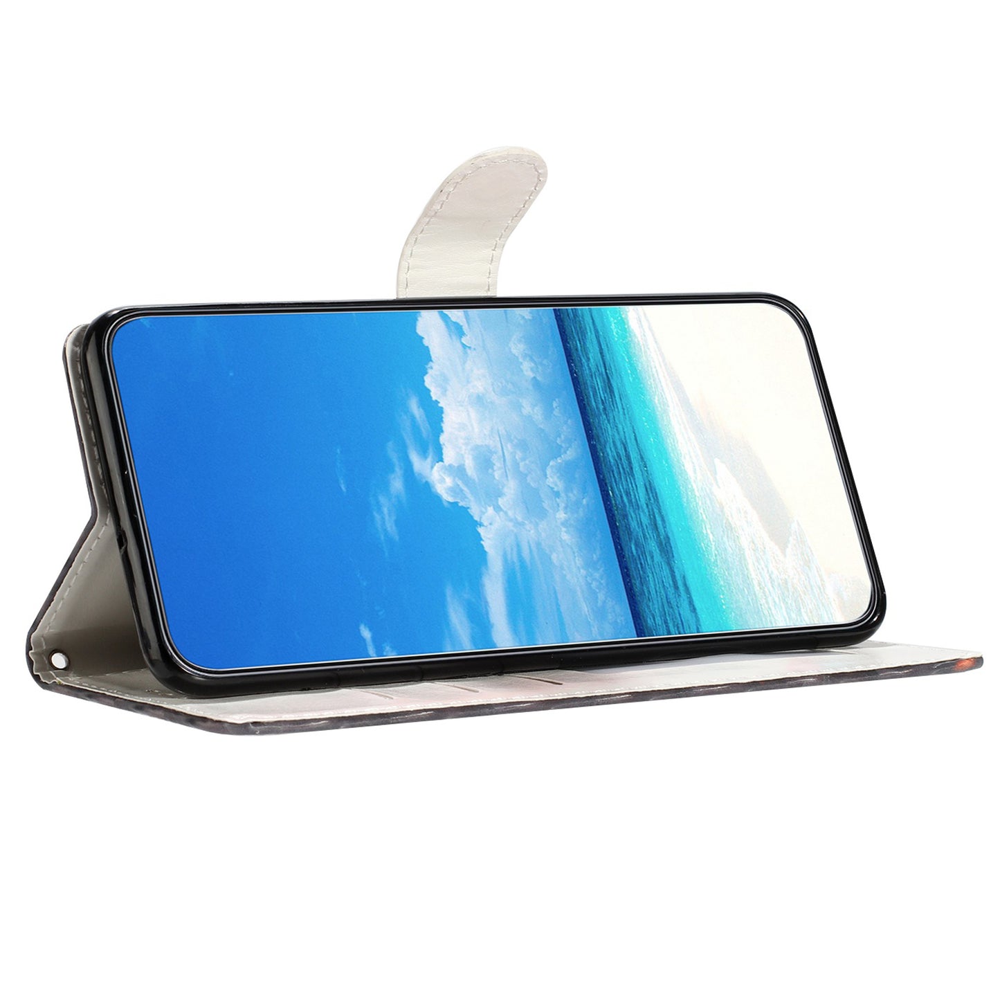For Samsung Galaxy A06 Case PU Leather 3D Pattern Printing Wallet Phone Cover - Pink Blue Marble