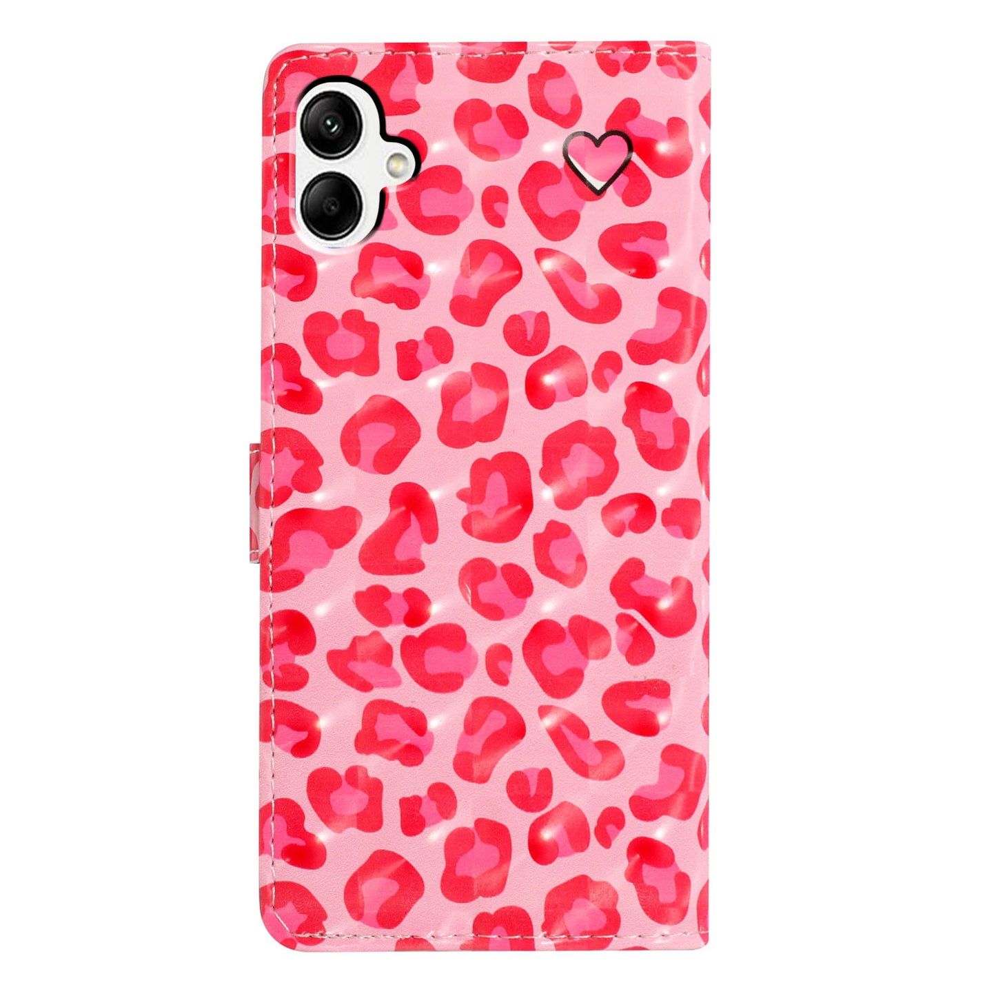 For Samsung Galaxy A06 Case PU Leather 3D Pattern Printing Wallet Phone Cover - Pink Leopard Print