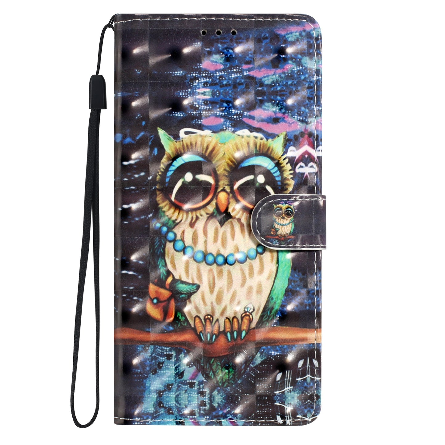 For Samsung Galaxy A06 Case PU Leather 3D Pattern Printing Wallet Phone Cover - Owl