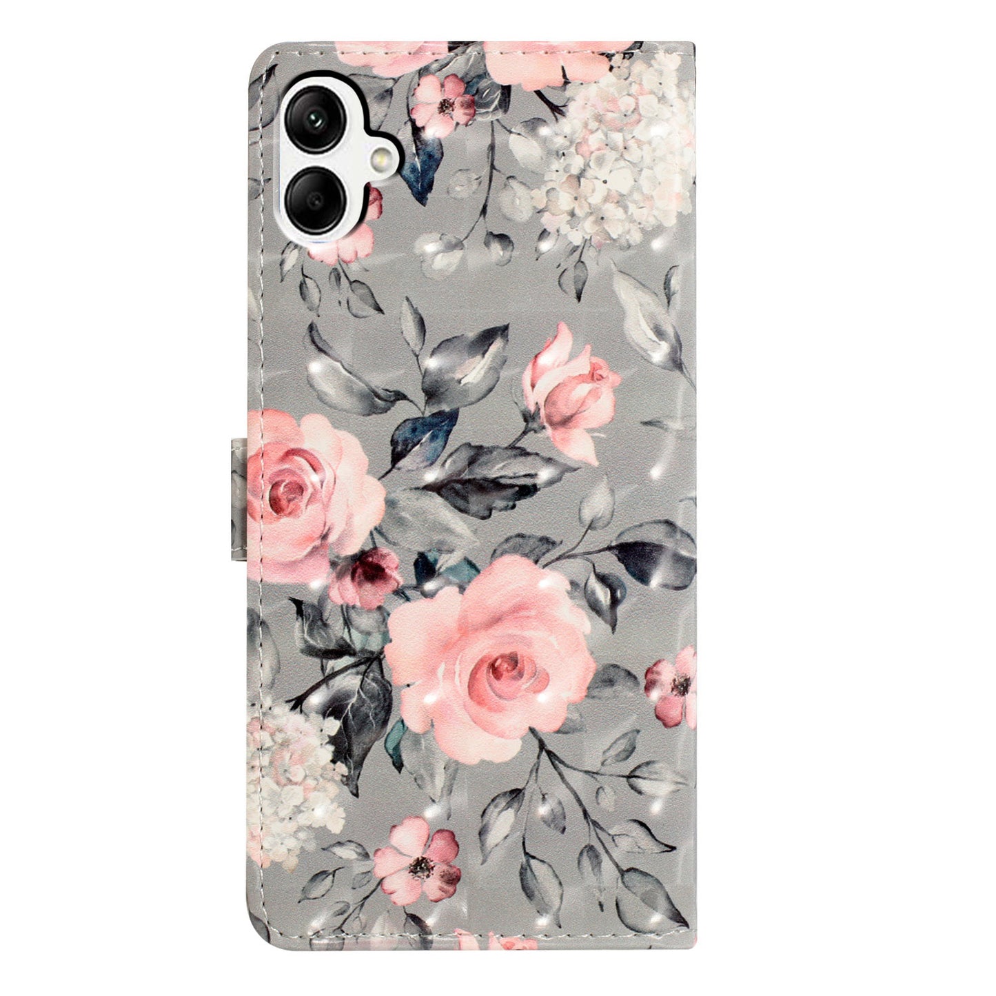 For Samsung Galaxy A06 Case PU Leather 3D Pattern Printing Wallet Phone Cover - Flowers