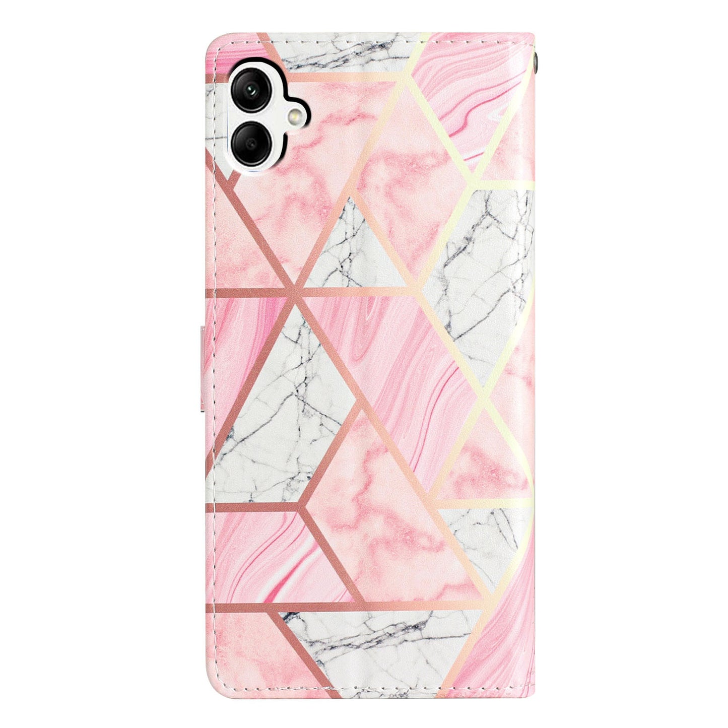 For Samsung Galaxy A06 Wallet Case PU Leather Pattern Printing Stand Phone Cover with Strap - Pink Marble