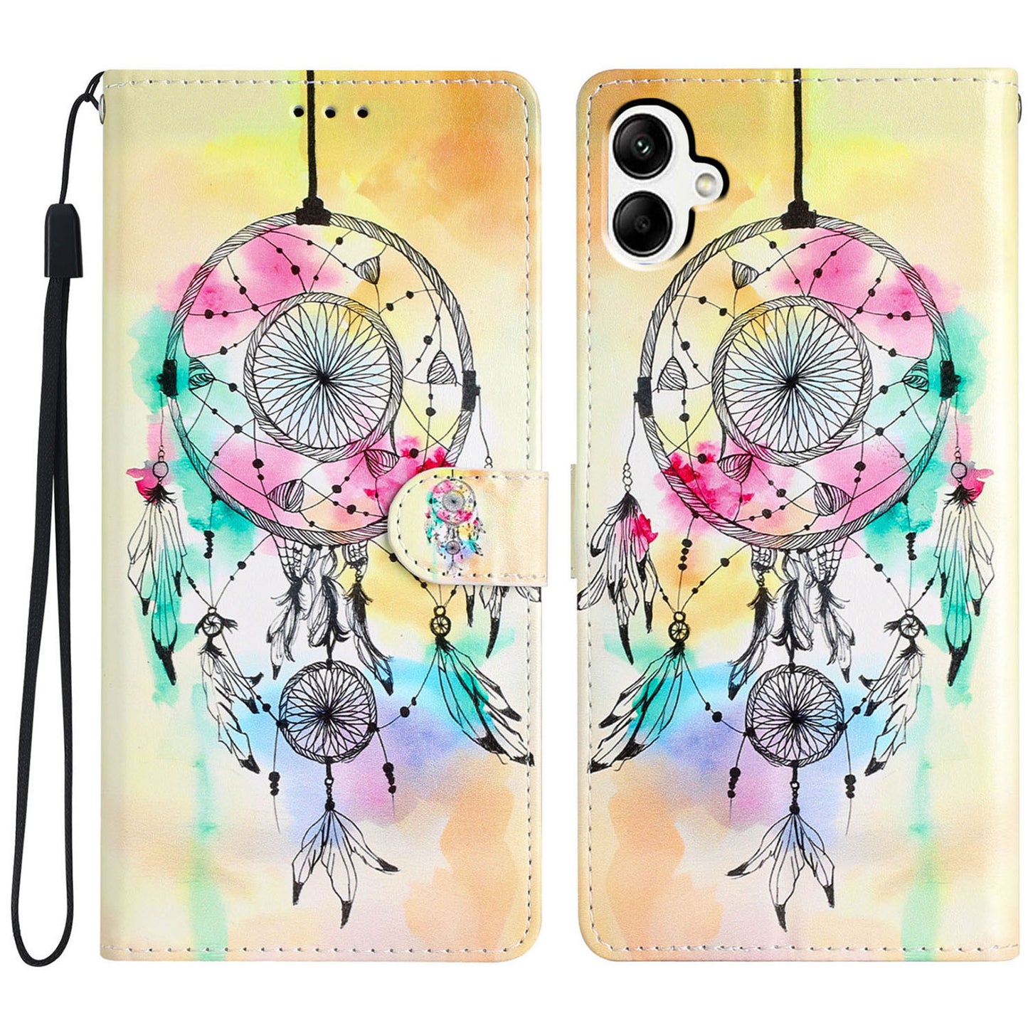 For Samsung Galaxy A06 Wallet Case PU Leather Pattern Printing Stand Phone Cover with Strap - Wind Chime