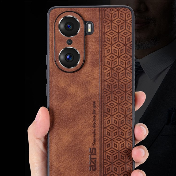 AZNS For Honor 60 TPU+PU Leather Phone Cover Anti-slip Anti-scratch Imprinted Pattern Cell Phone Case - Brown