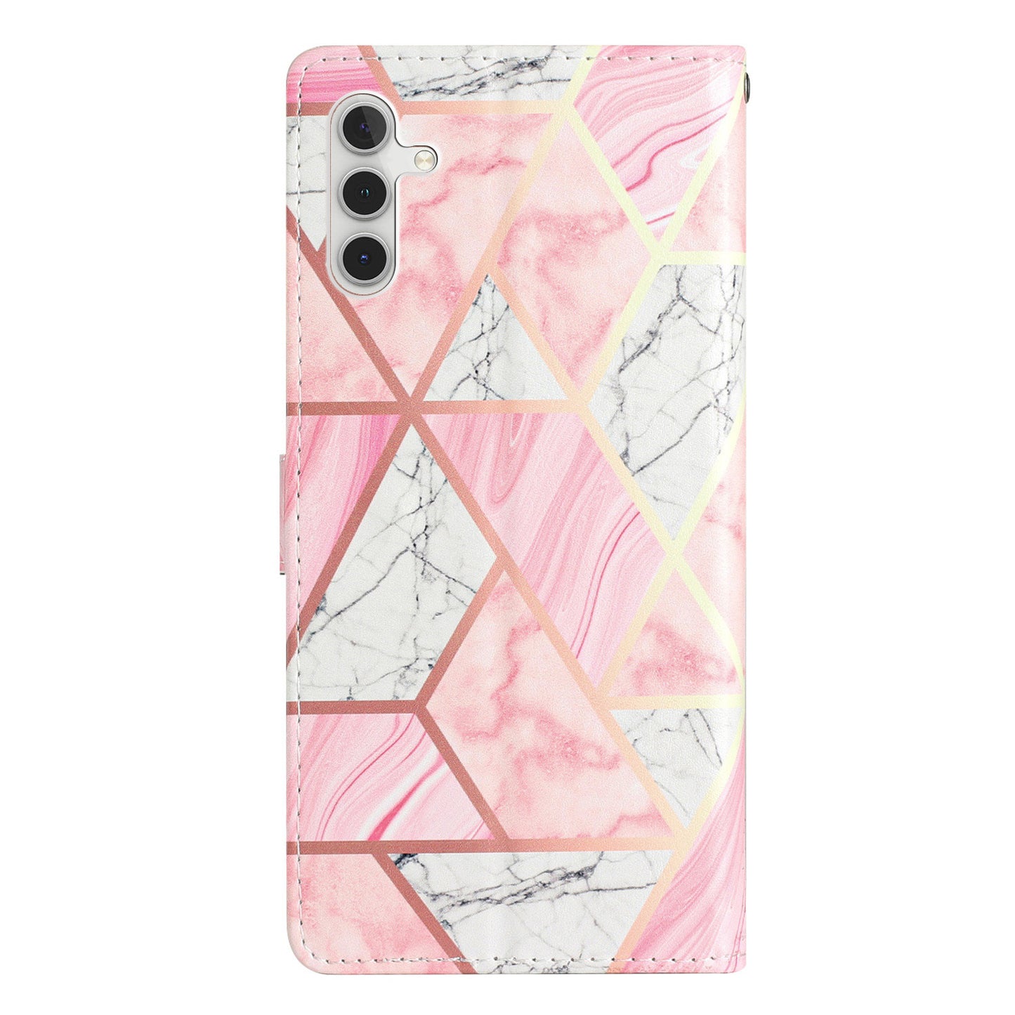 For Samsung Galaxy A16 5G / A16 4G Wallet Case PU Leather Pattern Printing Stand Phone Cover with Strap - Pink Marble