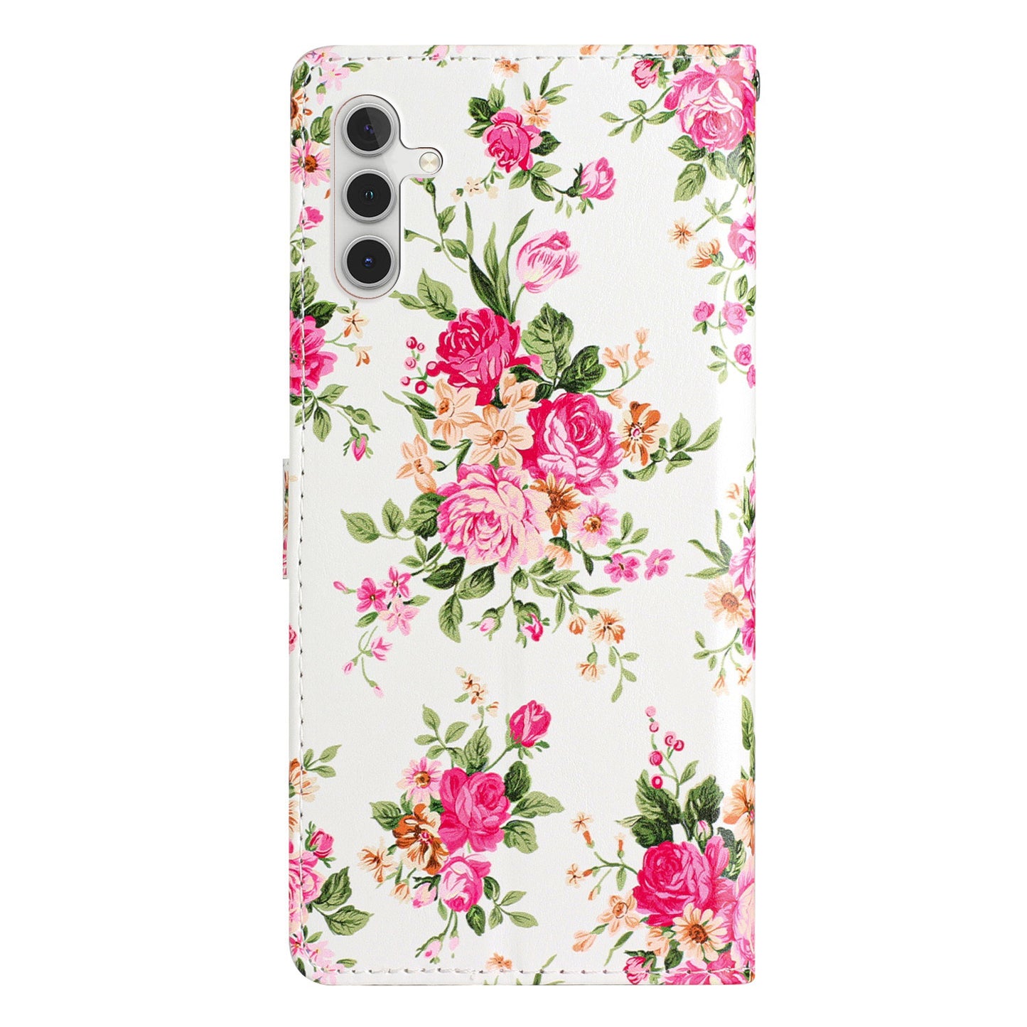 For Samsung Galaxy A16 5G / A16 4G Wallet Case PU Leather Pattern Printing Stand Phone Cover with Strap - Red Flowers