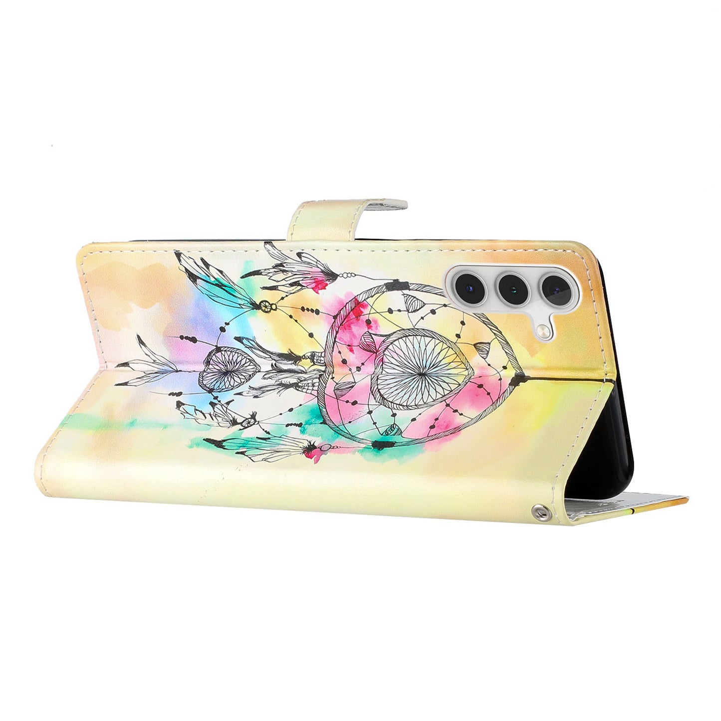 For Samsung Galaxy A16 5G / A16 4G Wallet Case PU Leather Pattern Printing Stand Phone Cover with Strap - Wind Chime