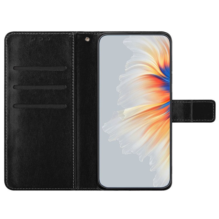 For Google Pixel 9 Pro / Pixel 9 Leather Case with Card Slots Mandala Pattern Phone Cover Stand - Black