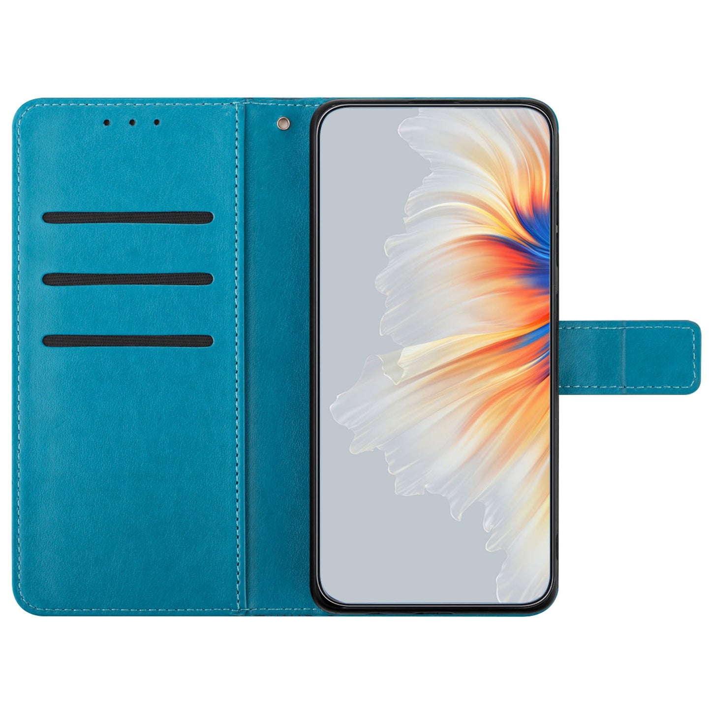 For Samsung Galaxy A06 Leather Case with Card Slots Mandala Pattern Phone Cover Stand - Blue