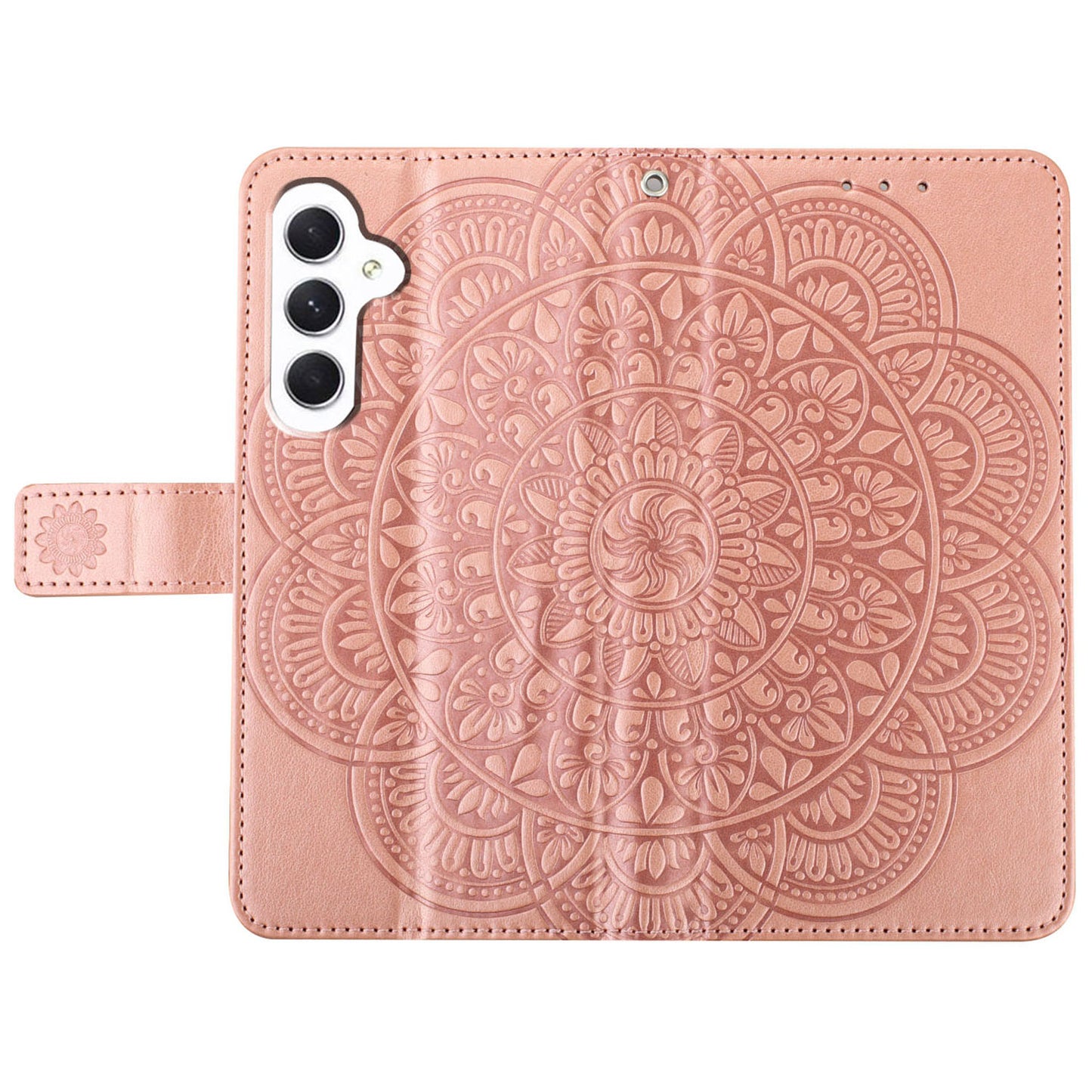 For Samsung Galaxy A16 5G / A16 4G Leather Case with Card Slots Mandala Pattern Phone Cover Stand - Rose Gold