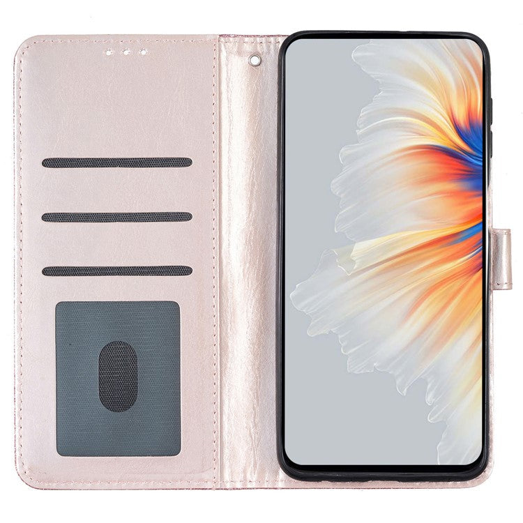 For Google Pixel 9 Pro / Pixel 9 Wallet Case Glitter Anti-Scratch Leather Phone Cover Stand - Rose Gold