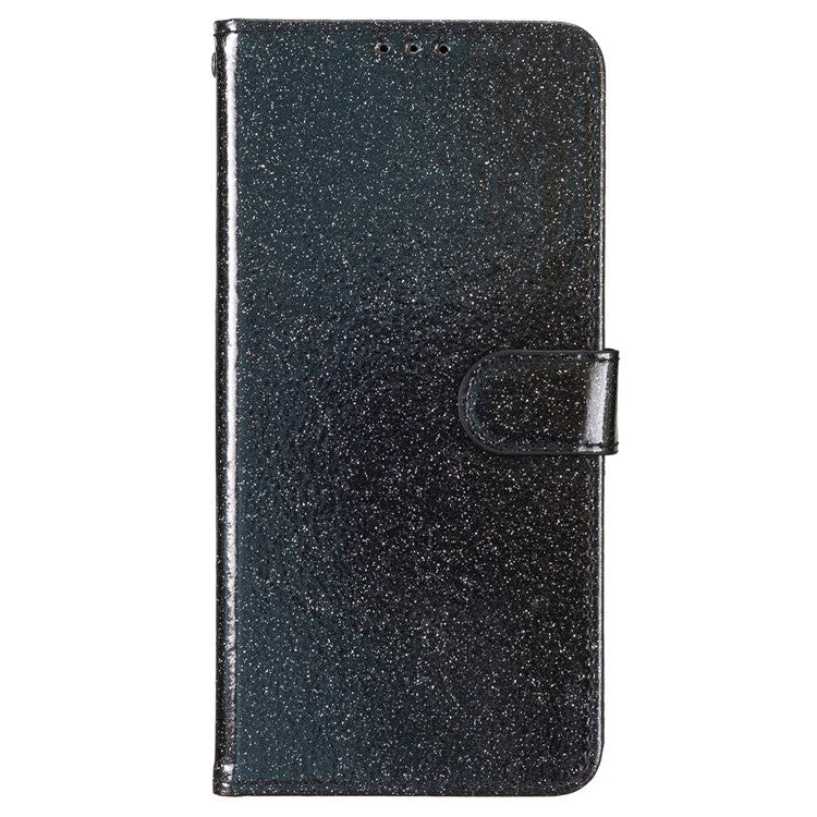 For Google Pixel 9 Pro / Pixel 9 Wallet Case Glitter Anti-Scratch Leather Phone Cover Stand - Black