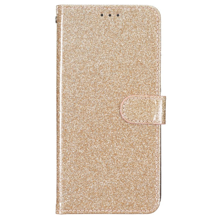For Google Pixel 9 Pro / Pixel 9 Wallet Case Glitter Anti-Scratch Leather Phone Cover Stand - Gold