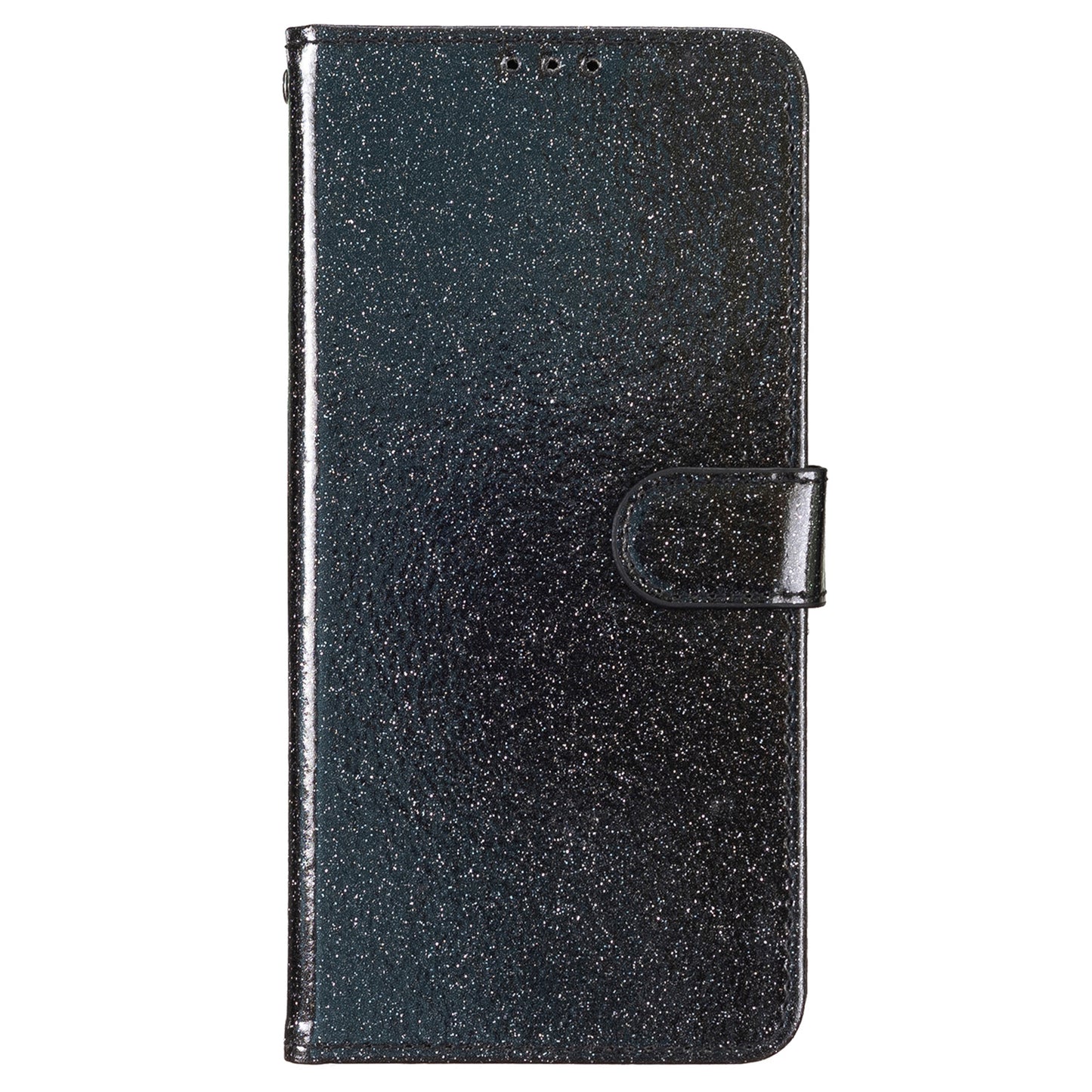 For Samsung Galaxy A06 Wallet Case Glitter Anti-Scratch Leather Phone Cover Stand - Black