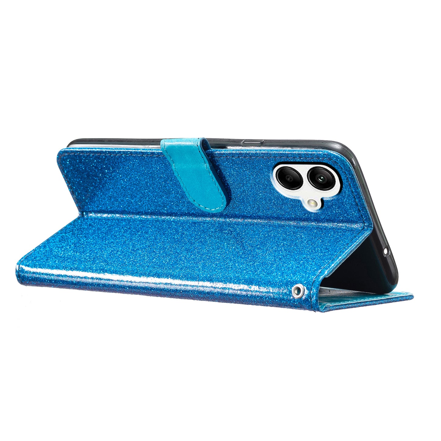 For Samsung Galaxy A06 Wallet Case Glitter Anti-Scratch Leather Phone Cover Stand - Blue