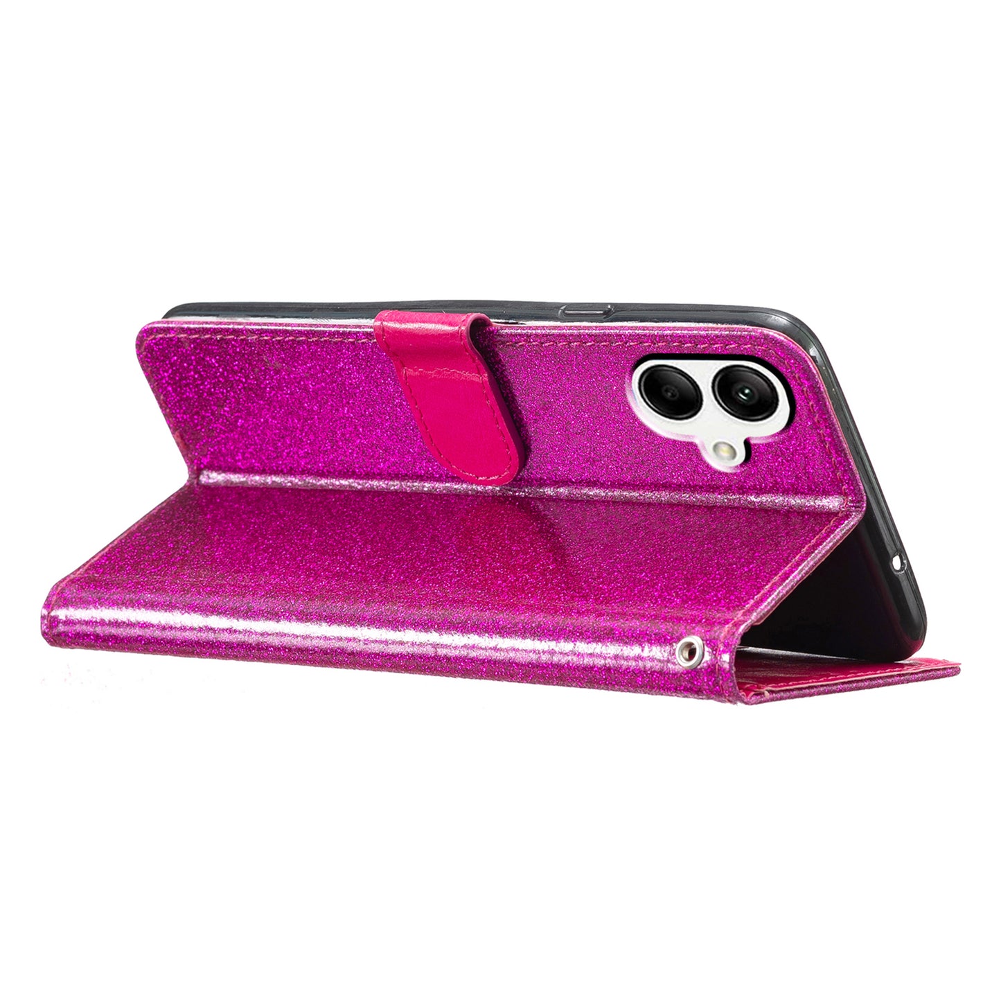 For Samsung Galaxy A06 Wallet Case Glitter Anti-Scratch Leather Phone Cover Stand - Rose