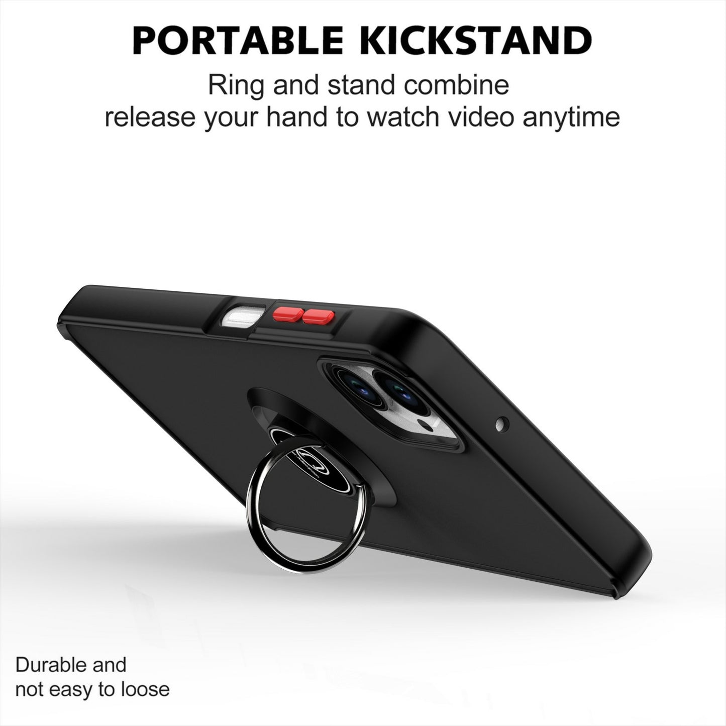 For Samsung Galaxy A06 Case Ring Holder Kickstand TPU+Acrylic Phone Cover - Black  /  Red