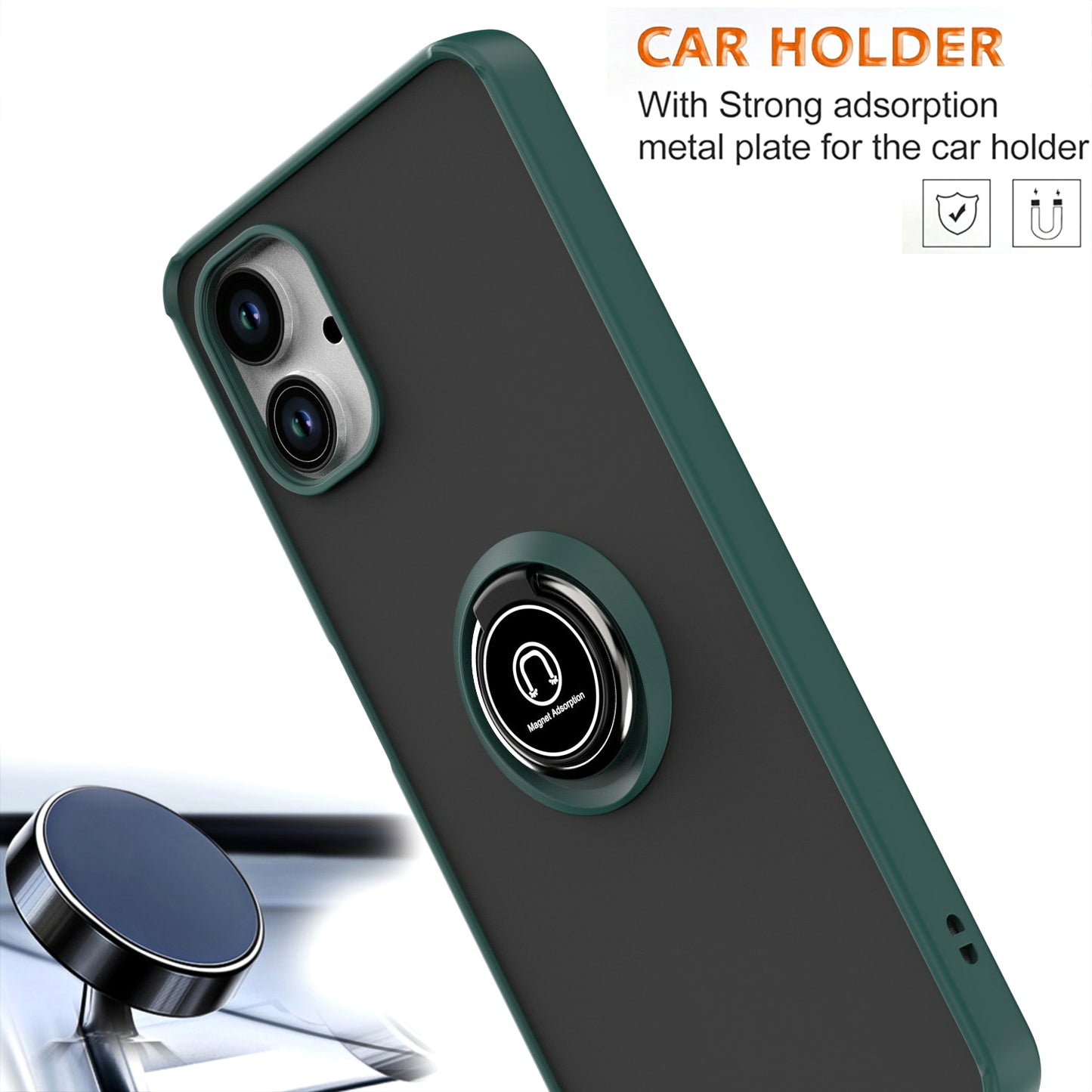 For Samsung Galaxy A06 Case Ring Holder Kickstand TPU+Acrylic Phone Cover - Blackish Green