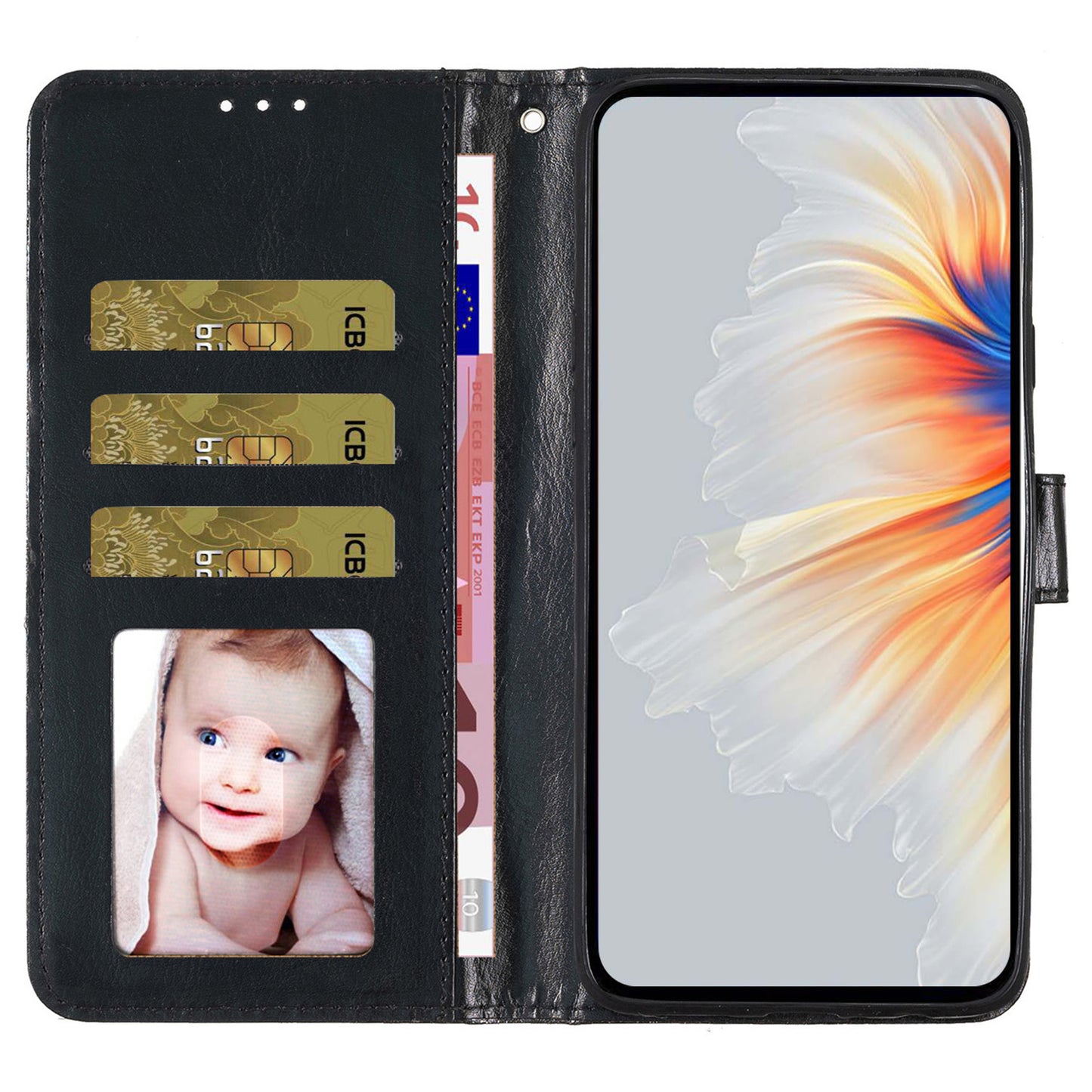 For Samsung Galaxy A16 5G / A16 4G Wallet Case Glitter Anti-Scratch Leather Phone Cover Stand - Black
