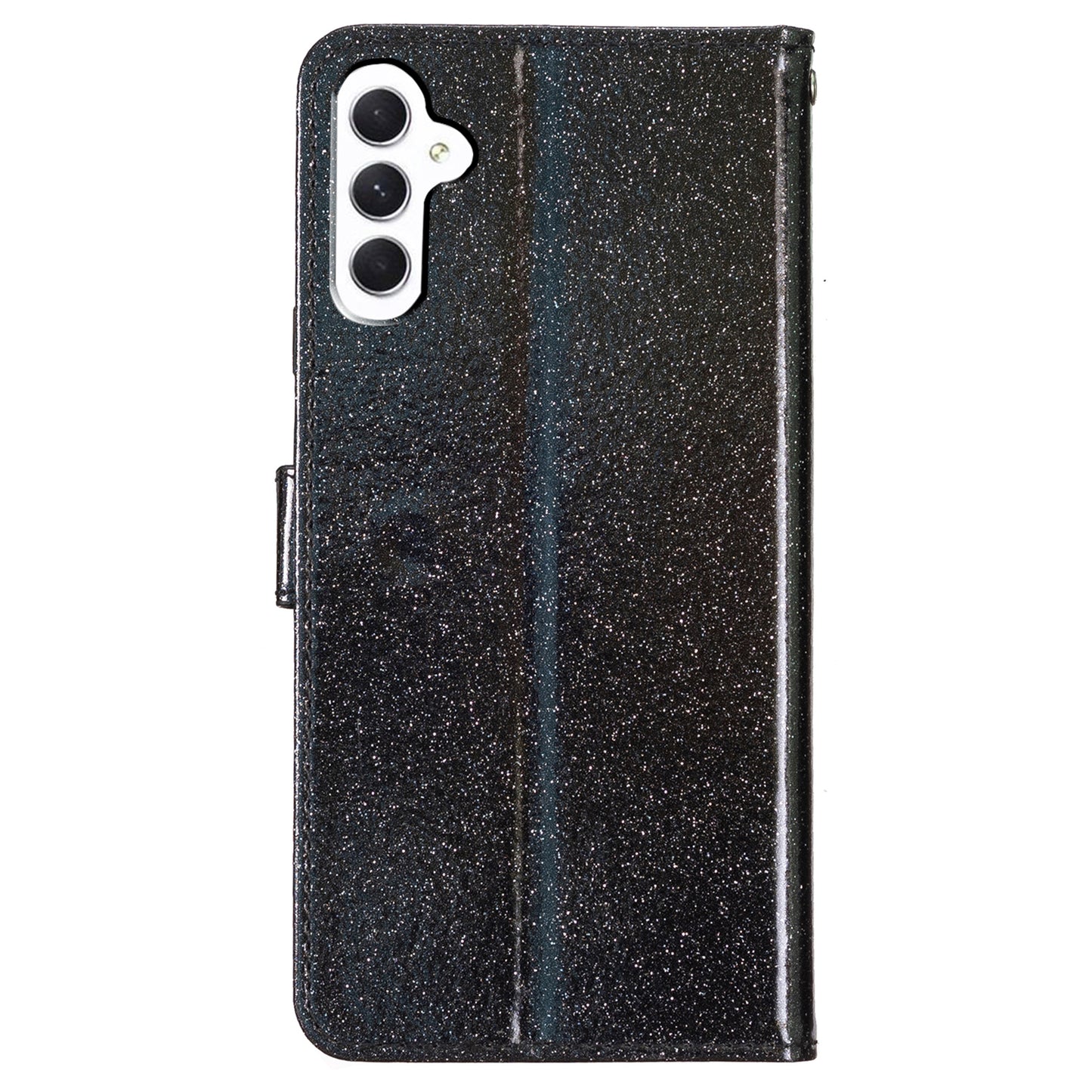 For Samsung Galaxy A16 5G / A16 4G Wallet Case Glitter Anti-Scratch Leather Phone Cover Stand - Black