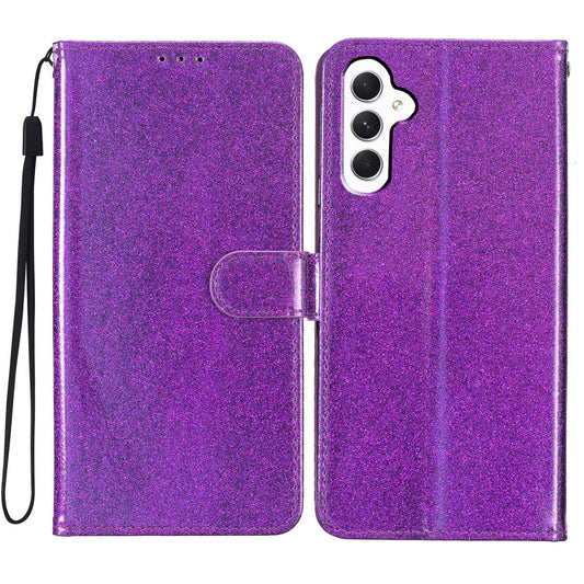 For Samsung Galaxy A16 5G / A16 4G Wallet Case Glitter Anti-Scratch Leather Phone Cover Stand - Purple