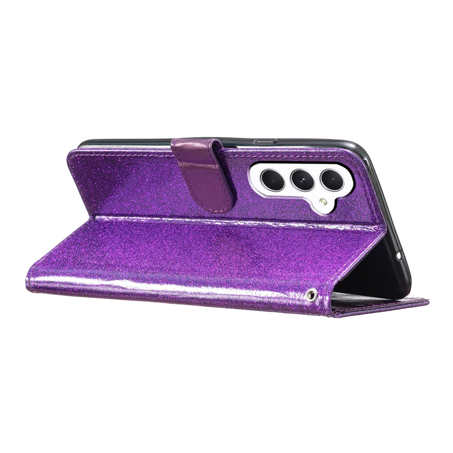 For Samsung Galaxy A16 5G / A16 4G Wallet Case Glitter Anti-Scratch Leather Phone Cover Stand - Purple