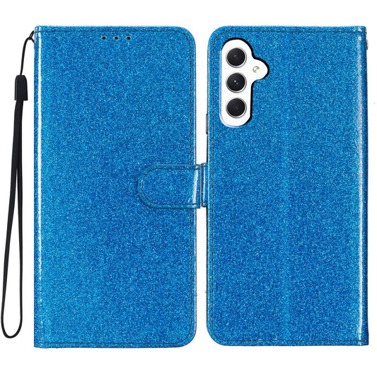 For Samsung Galaxy A16 5G / A16 4G Wallet Case Glitter Anti-Scratch Leather Phone Cover Stand - Blue