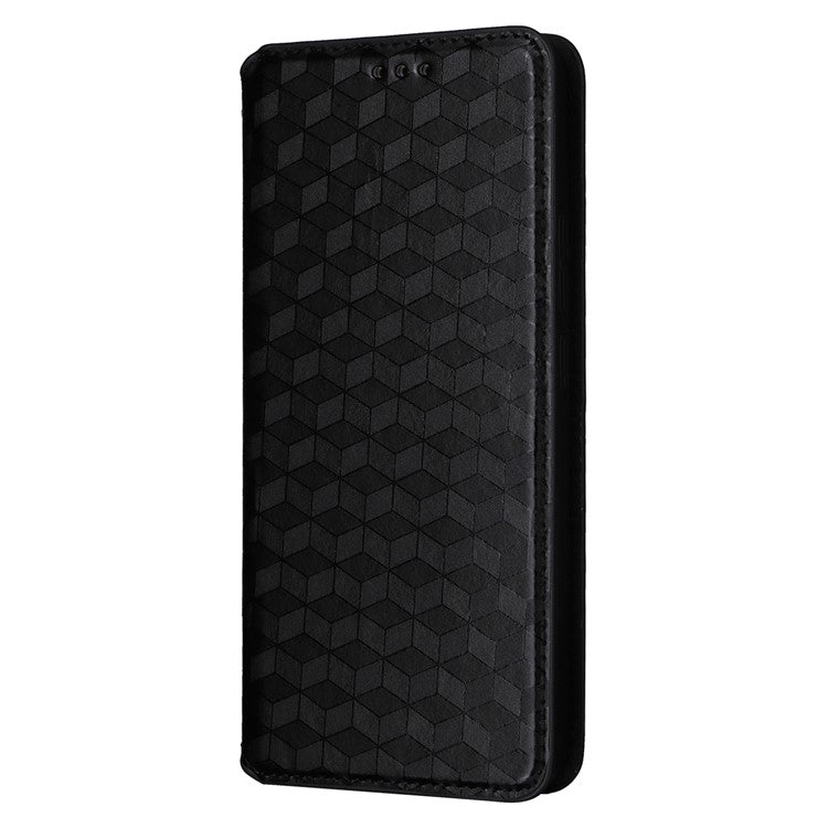 For OnePlus Nord 4 Wallet Case Rhombus Imprinted Leather Phone Cover - Black