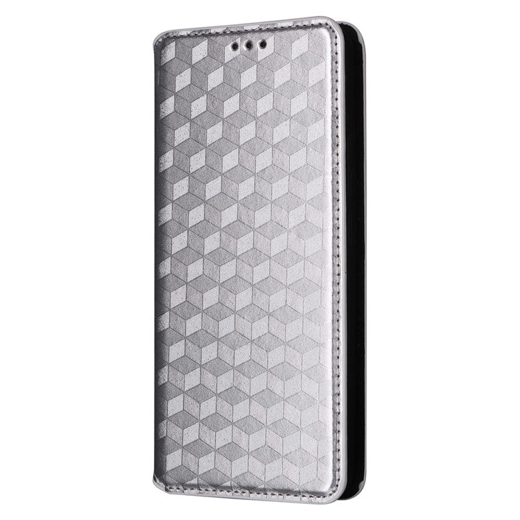 For OnePlus Nord 4 Wallet Case Rhombus Imprinted Leather Phone Cover - Silver