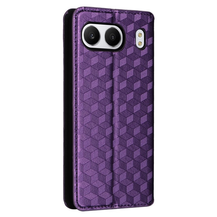 For OnePlus Nord 4 Wallet Case Rhombus Imprinted Leather Phone Cover - Purple