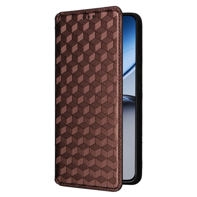 For OnePlus Nord 4 Wallet Case Rhombus Imprinted Leather Phone Cover - Brown