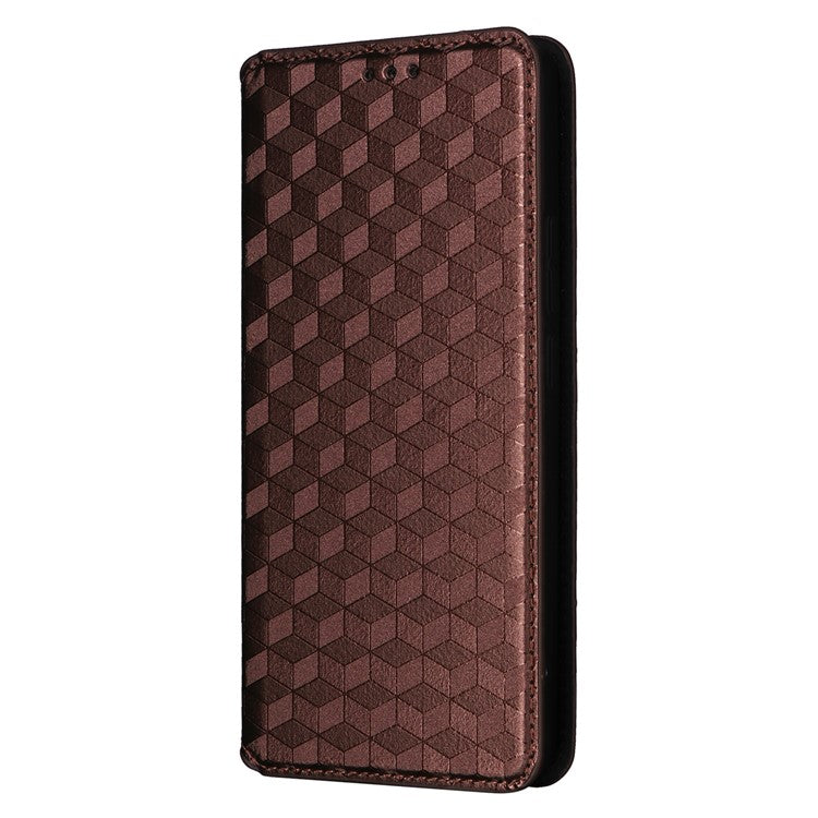For OnePlus Nord 4 Wallet Case Rhombus Imprinted Leather Phone Cover - Brown