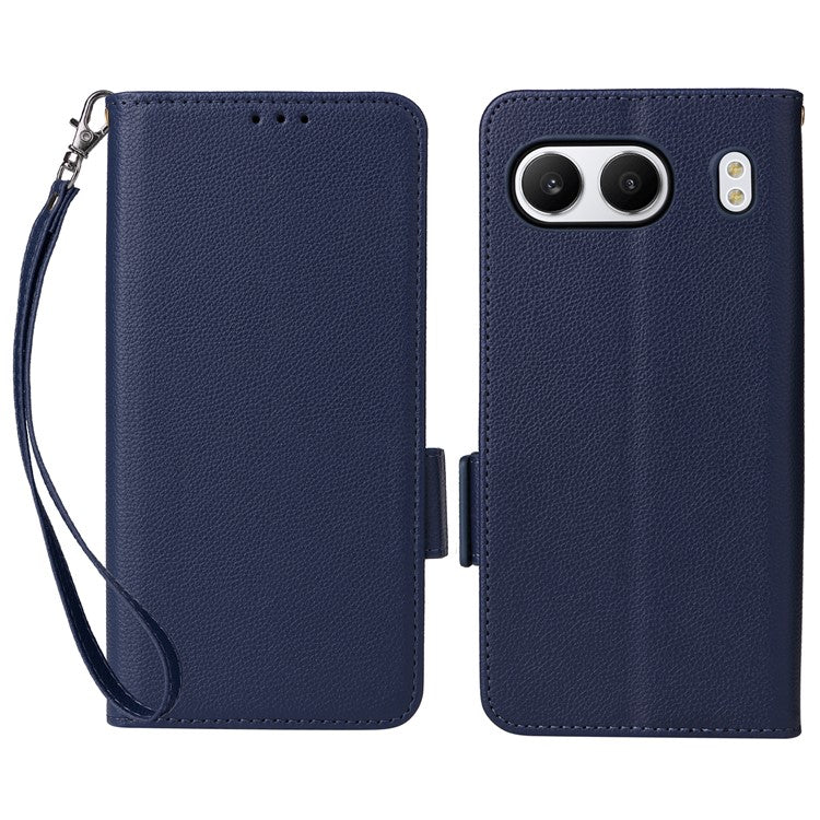 For OnePlus Nord 4 Case Litchi Texture PU Leather Wallet Flip Phone Cover - Dark Blue