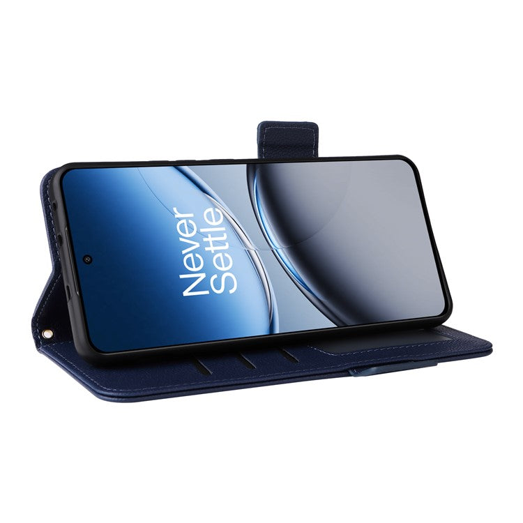 For OnePlus Nord 4 Case Litchi Texture PU Leather Wallet Flip Phone Cover - Dark Blue