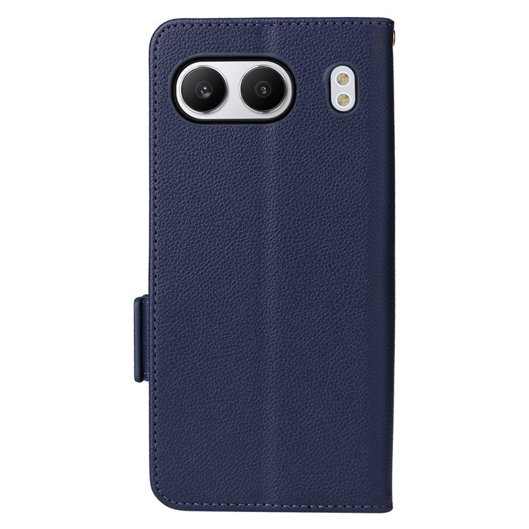 For OnePlus Nord 4 Case Litchi Texture PU Leather Wallet Flip Phone Cover - Dark Blue