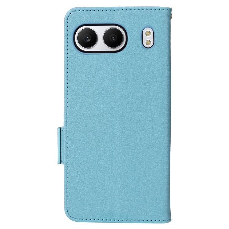 For OnePlus Nord 4 Case Litchi Texture PU Leather Wallet Flip Phone Cover - Baby Blue