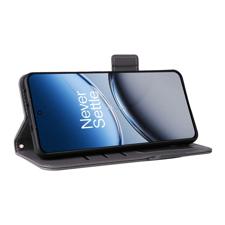 For OnePlus Nord 4 Case Litchi Texture PU Leather Wallet Flip Phone Cover - Grey