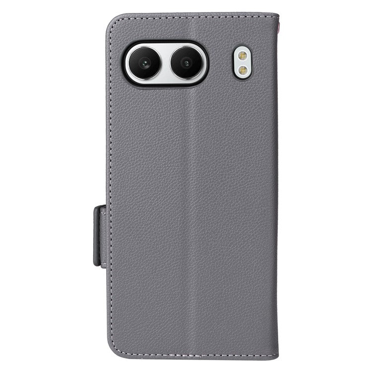 For OnePlus Nord 4 Case Litchi Texture PU Leather Wallet Flip Phone Cover - Grey