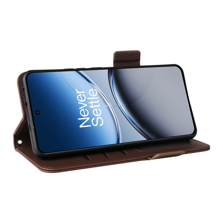 For OnePlus Nord 4 Case Litchi Texture PU Leather Wallet Flip Phone Cover - Brown