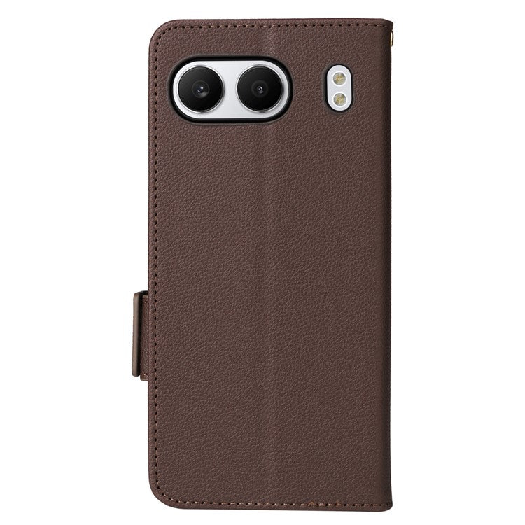 For OnePlus Nord 4 Case Litchi Texture PU Leather Wallet Flip Phone Cover - Brown