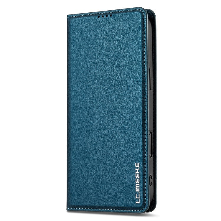 LC.IMEEKE L1 Series for iPhone 16 Case PU Leather Wallet Stand Protective Phone Cover - Blue