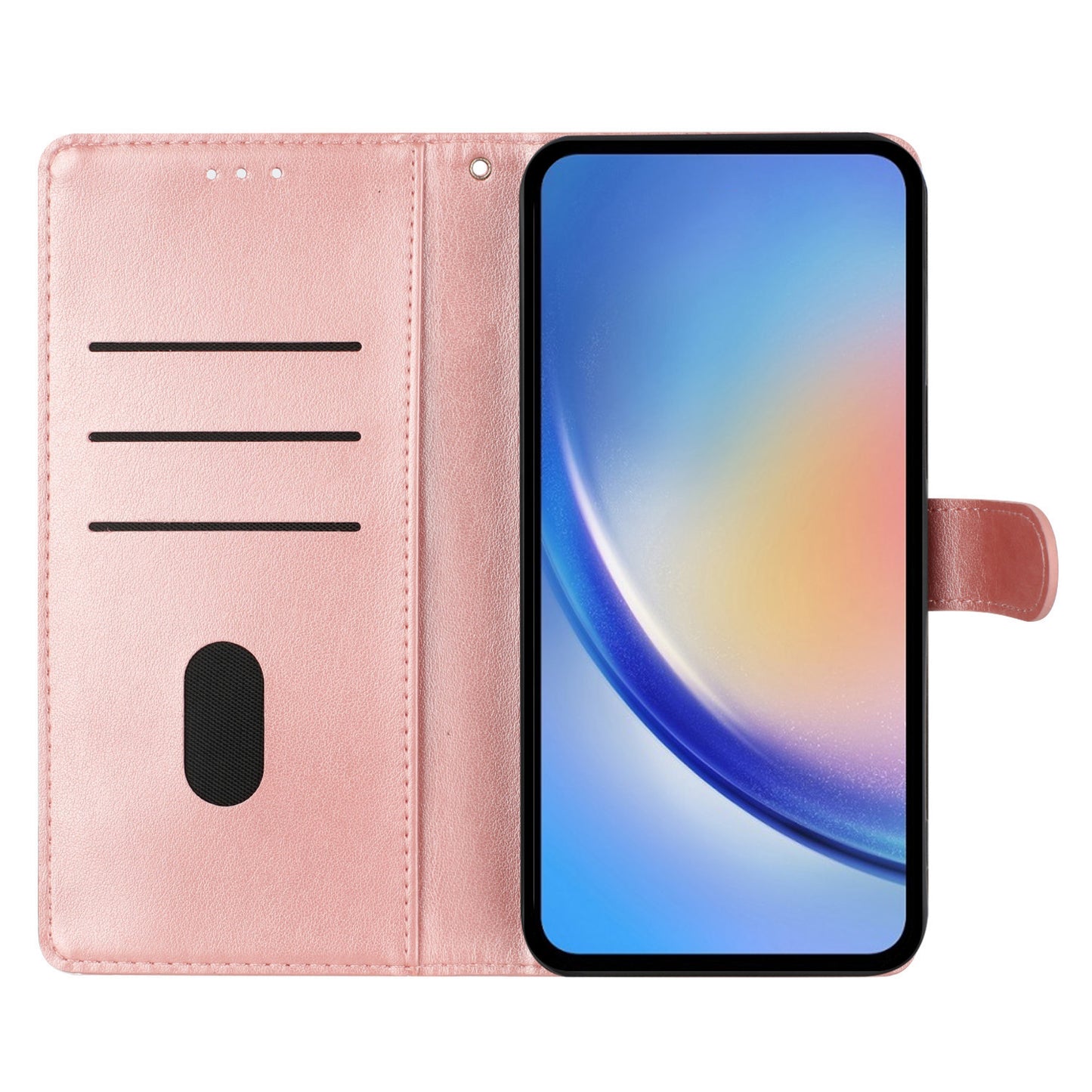 For Samsung Galaxy A16 5G / A16 4G Wallet Phone Case Butterfly Floral Imprint Leather Flip Cover - Rose Gold