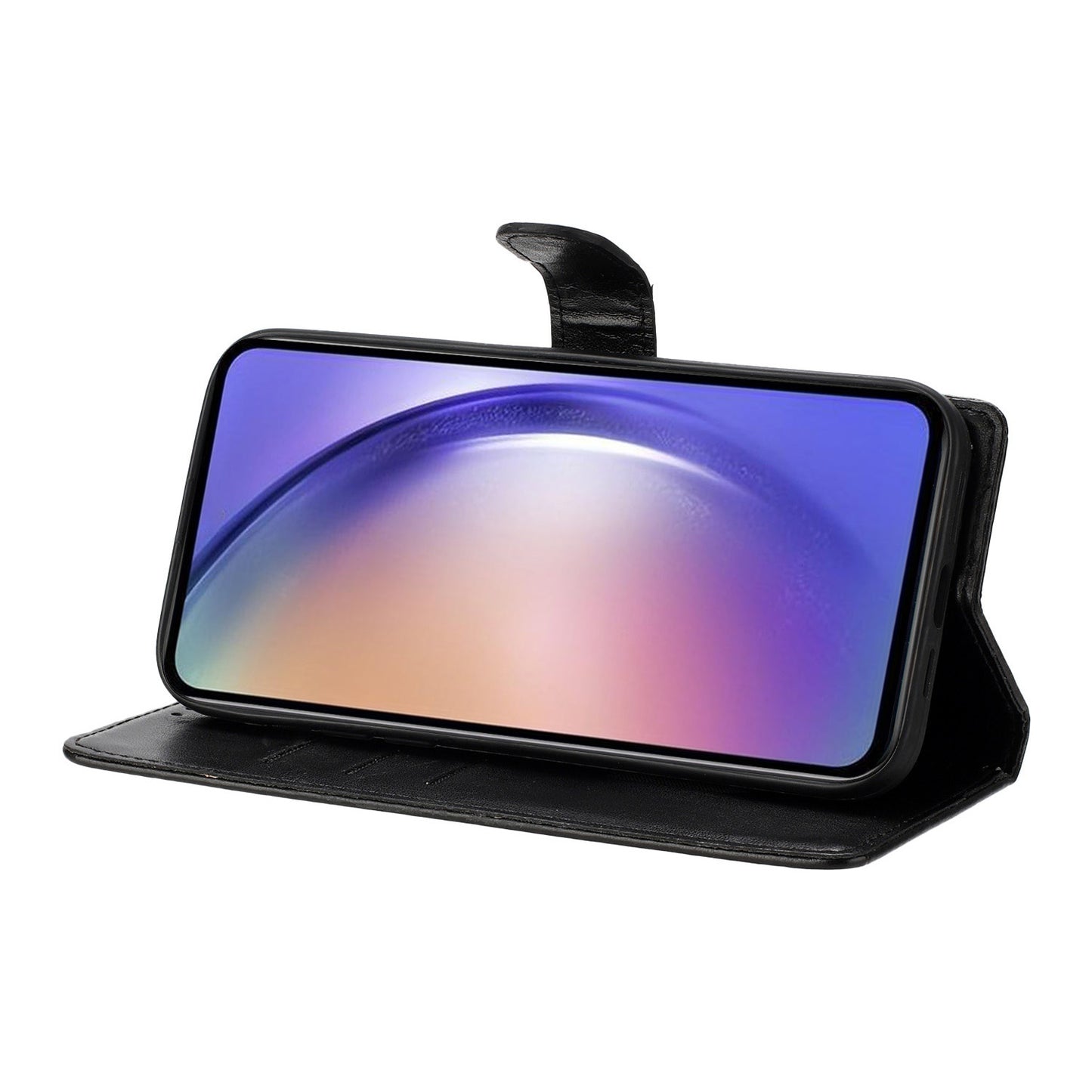 For Samsung Galaxy A06 Wallet Phone Case Butterfly Floral Imprint Leather Flip Cover - Black