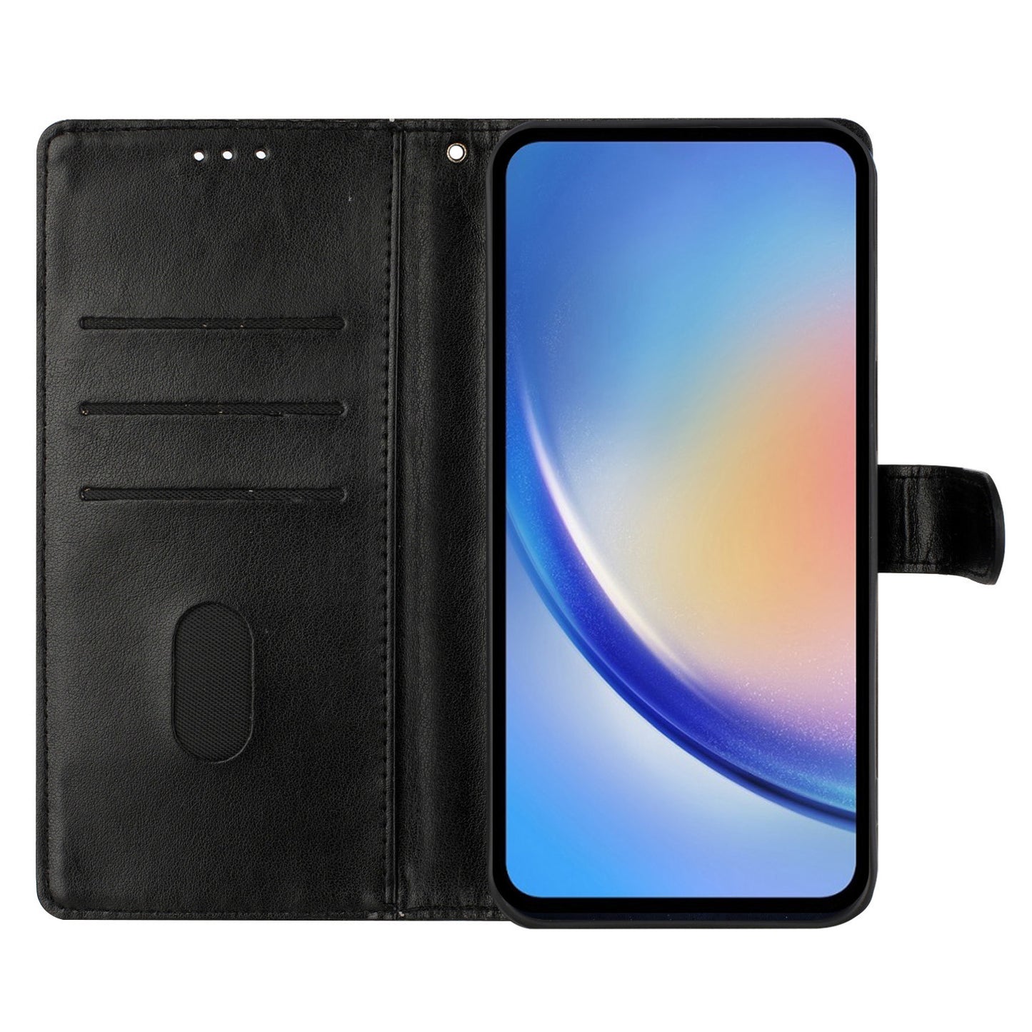 For Samsung Galaxy A06 Wallet Phone Case Butterfly Floral Imprint Leather Flip Cover - Black