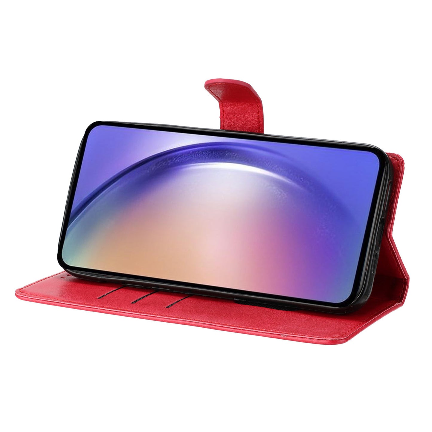 For Samsung Galaxy A06 Wallet Phone Case Butterfly Floral Imprint Leather Flip Cover - Red