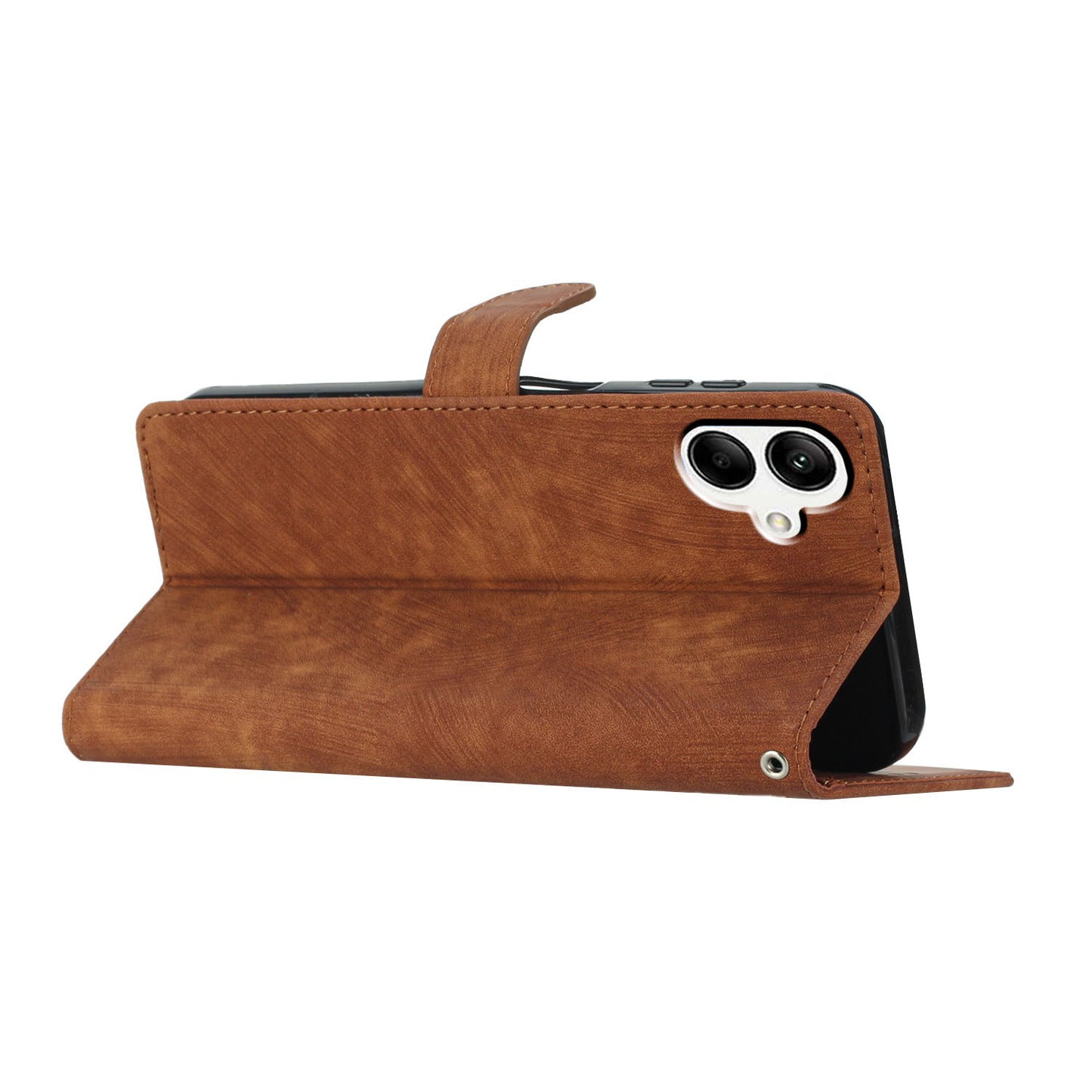 For Samsung Galaxy A06 Case with Card Clots Skin-Touch PU Leather Phone Cover Stand - Brown